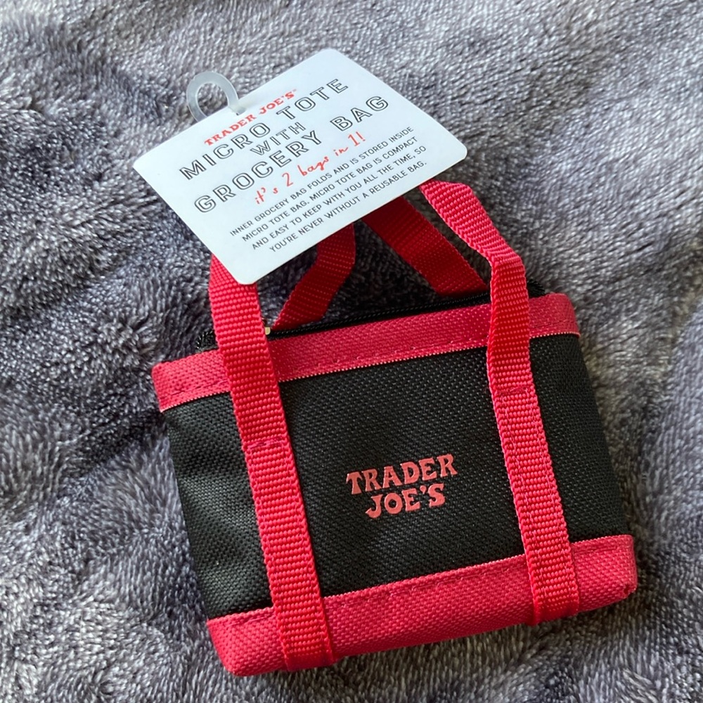 Trader Joe’s Micro Tote with Grocery Bag 2-in-1 Mini Tote Foldable Reusable Bag